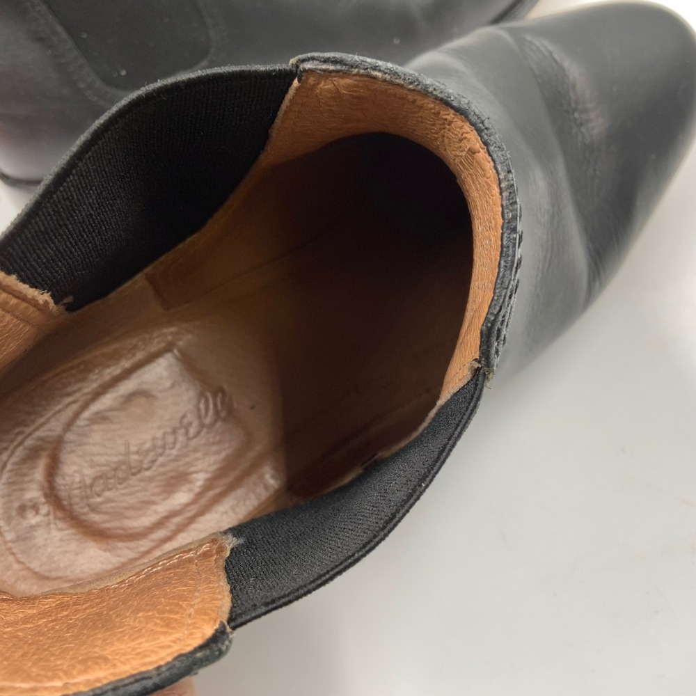 Madewell Black Leather Chelsea Boots Women 8 Almond Toe Ankle Booties - Picture 7 of 8